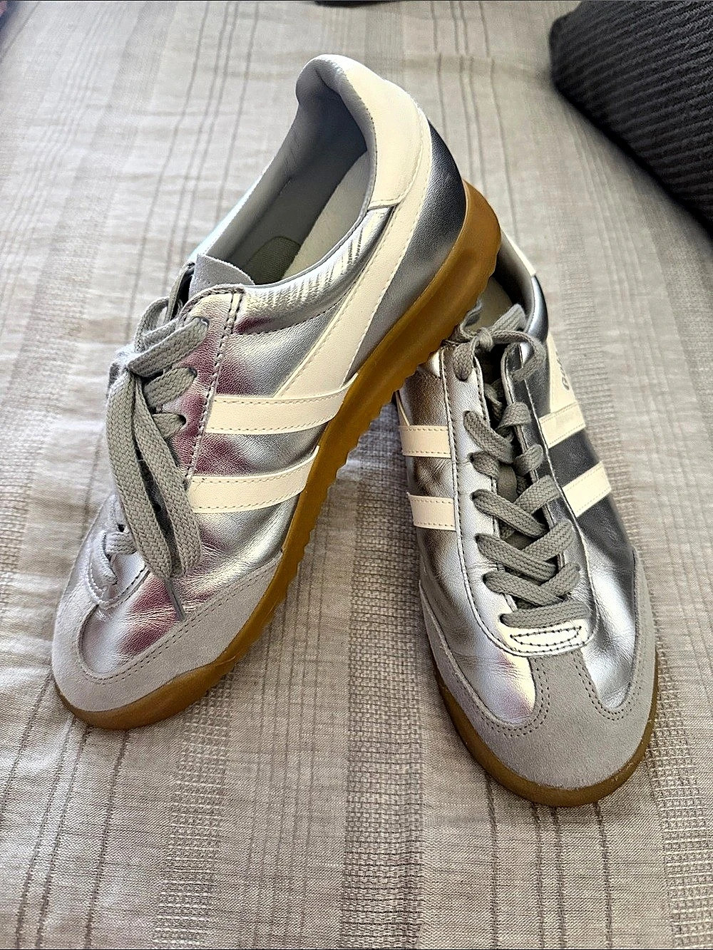 Gola Grandslam Metallic Silver & White Sneakers US 9